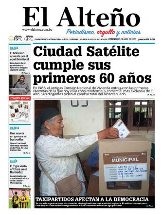 Portada del día de El Alteño 
