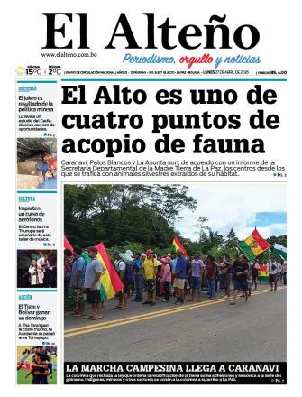 Portada del día de El Alteño 