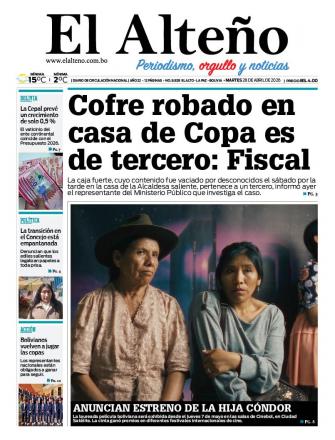 Portada del día de El Alteño 