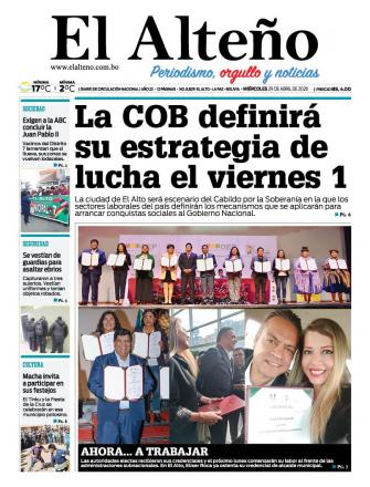 Portada del día de El Alteño 