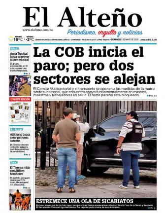 Portada del día de El Alteño 