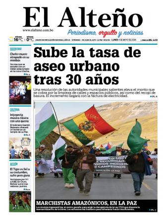 Portada del día de El Alteño 