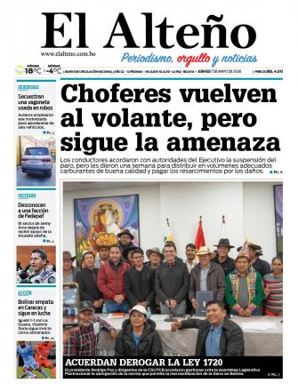 Portada del día de El Alteño 
