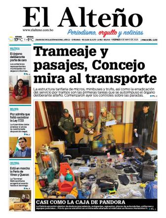 Portada del día de El Alteño 