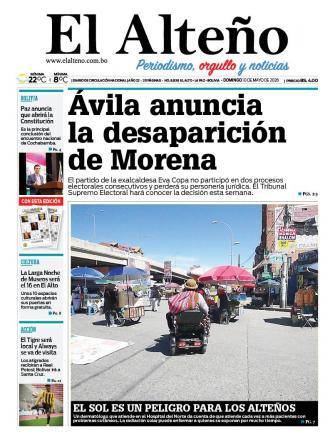 Portada del día de El Alteño 