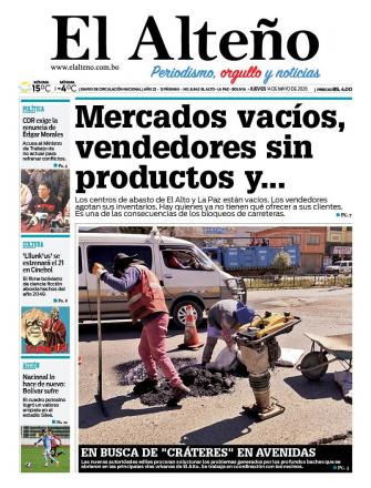 Portada del día de El Alteño 