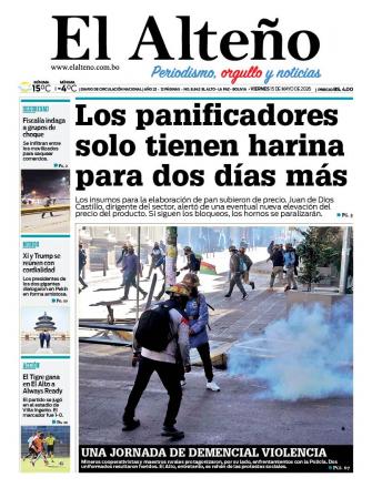 Portada del día de El Alteño 