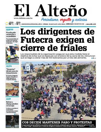 Portada del día de El Alteño 