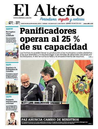 Portada del día de El Alteño 