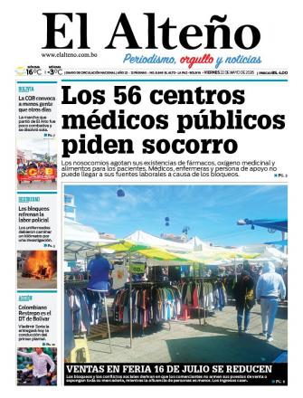 Portada del día de El Alteño 