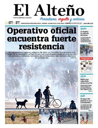 Portada del día de El Alteño 