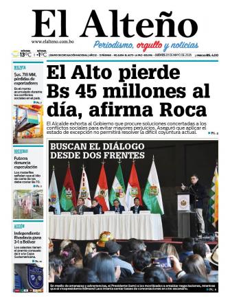 Portada del día de El Alteño 