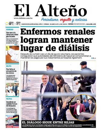 Portada del día de El Alteño 