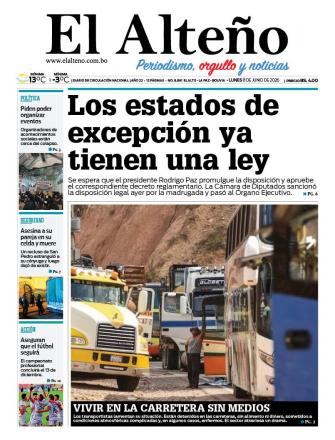 Portada del día de El Alteño 