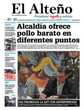 Portada del día de El Alteño 