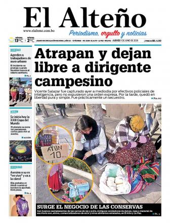 Portada del día de El Alteño 