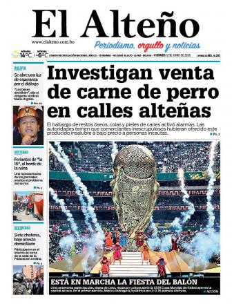 Portada del día de El Alteño 