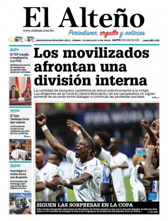 Portada del día de El Alteño 