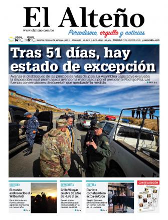 Portada del día de El Alteño 