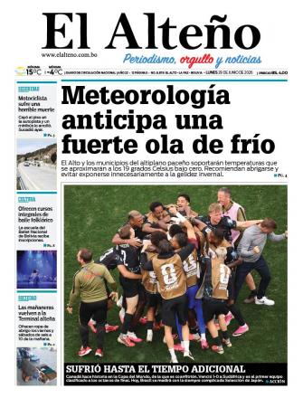 Portada del día de El Alteño 