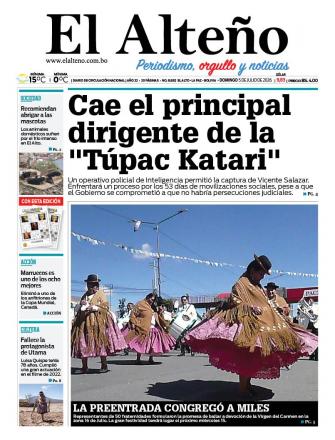 Portada del día de El Alteño 