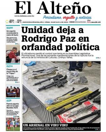Portada del día de El Alteño 
