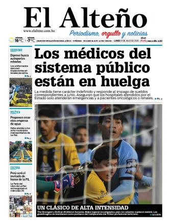 Portada del día de El Alteño 