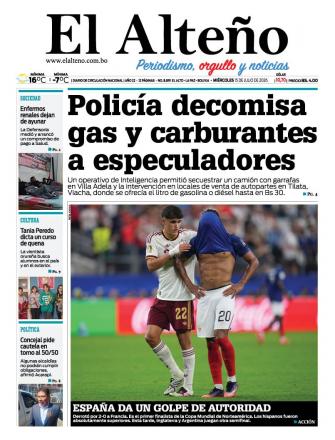 Portada del día de El Alteño 