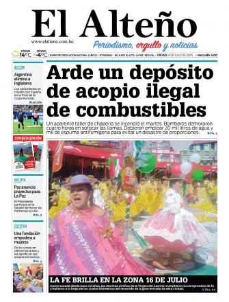 Portada del día de El Alteño 