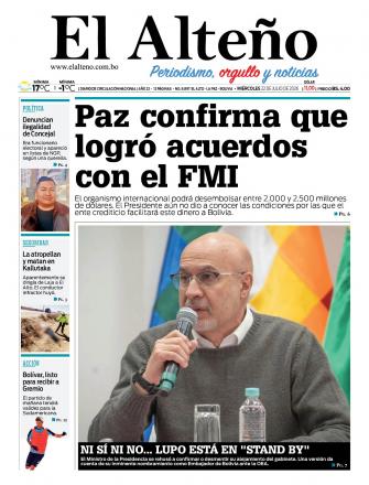 Portada del día de El Alteño 