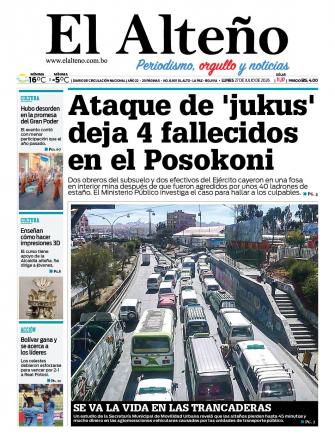 Portada del día de El Alteño 