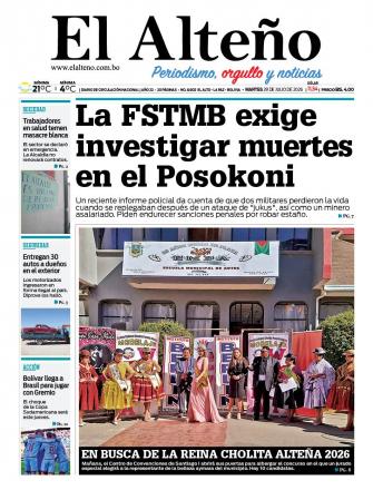 Portada del día de El Alteño 