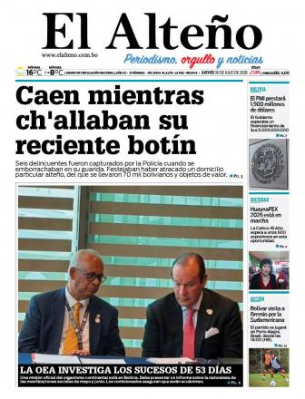 Portada del día de El Alteño 