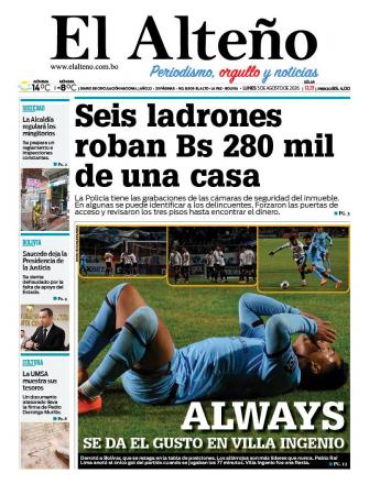 Portada del día de El Alteño 