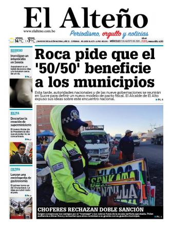 Portada del día de El Alteño 