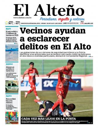 Portada del día de El Alteño 