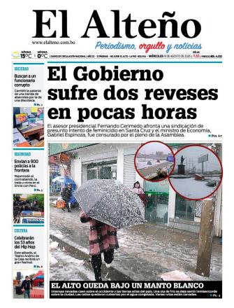 Portada del día de El Alteño 