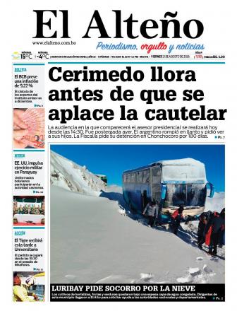 Portada del día de El Alteño 
