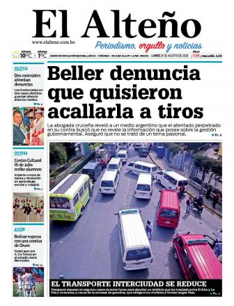 Portada del día de El Alteño 
