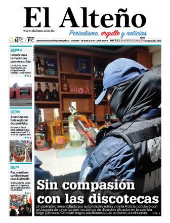 Portada del día de El Alteño 