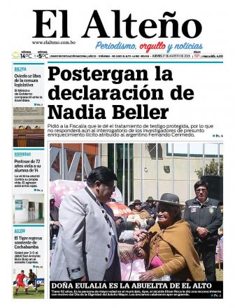 Portada del día de El Alteño 