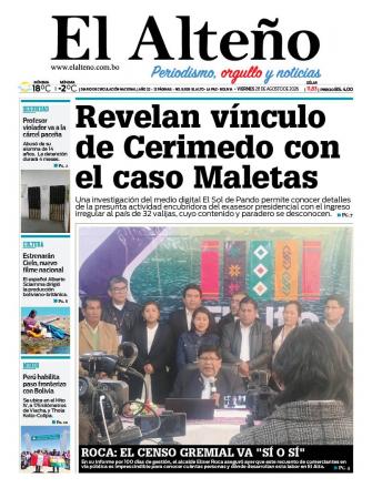 Portada del día de El Alteño 