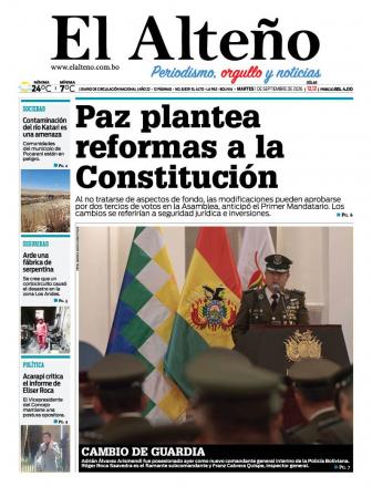 Portada del día de El Alteño 