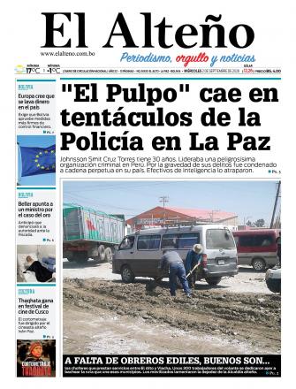 Portada del día de El Alteño 