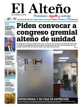 Portada del día de El Alteño 