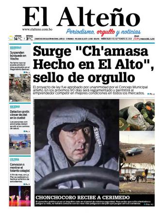 Portada del día de El Alteño 