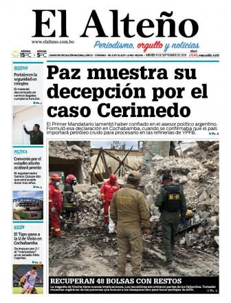 Portada del día de El Alteño 