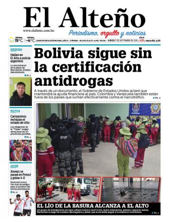 Portada del día de El Alteño 