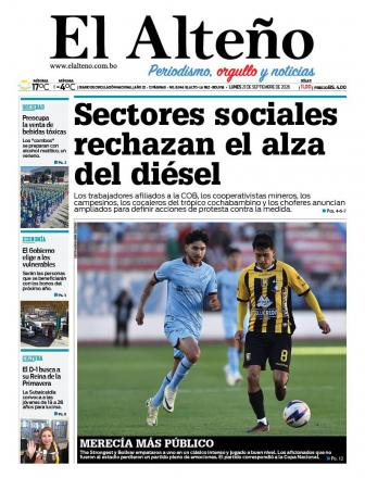Portada del día de El Alteño 