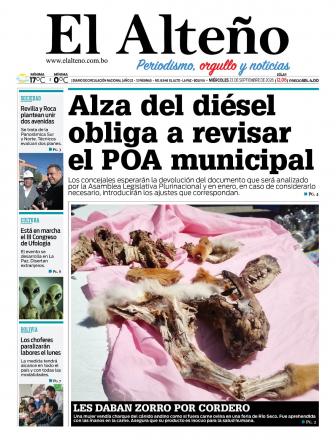 Portada del día de El Alteño 